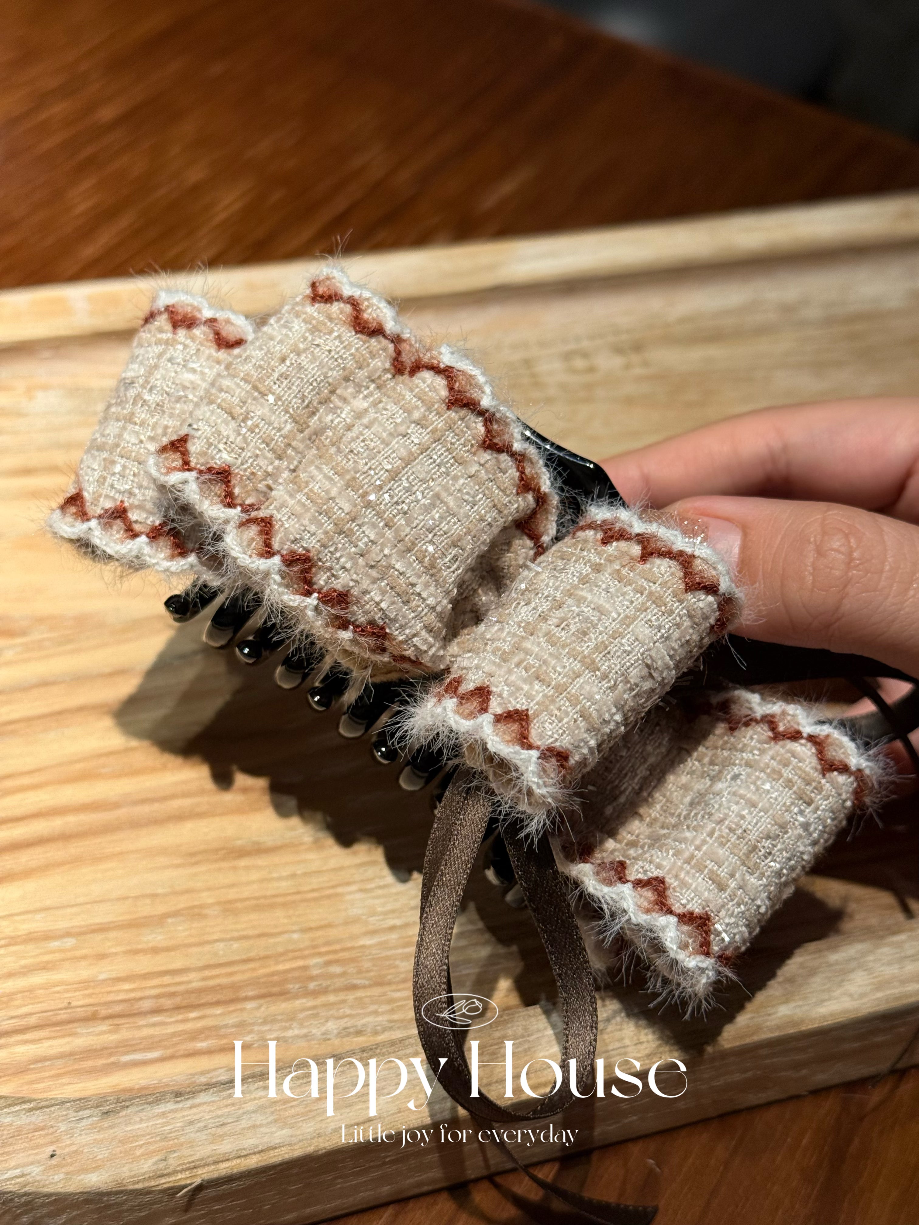 韓國三色tweed料抓夾