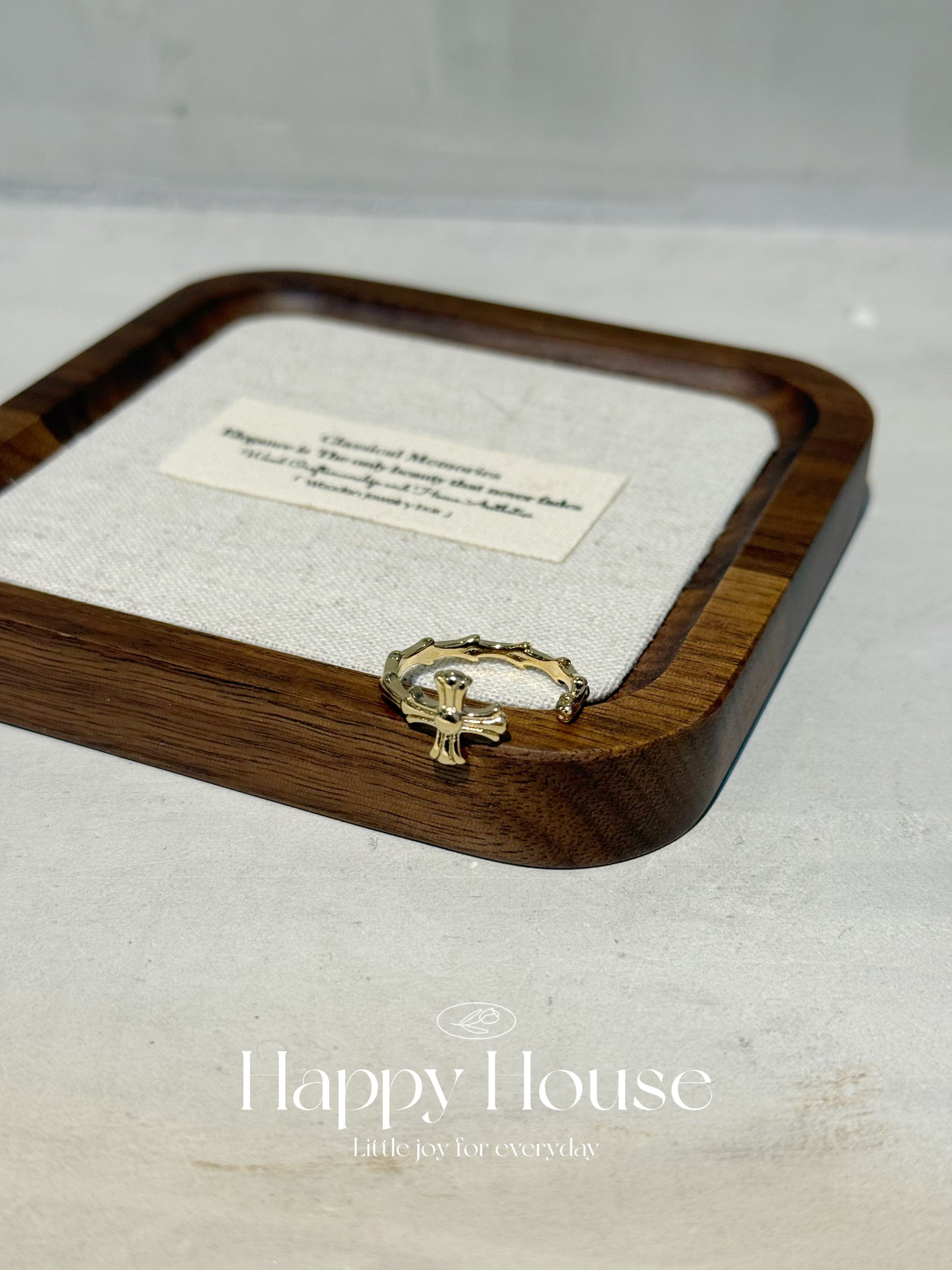 十字架閃石開口戒指