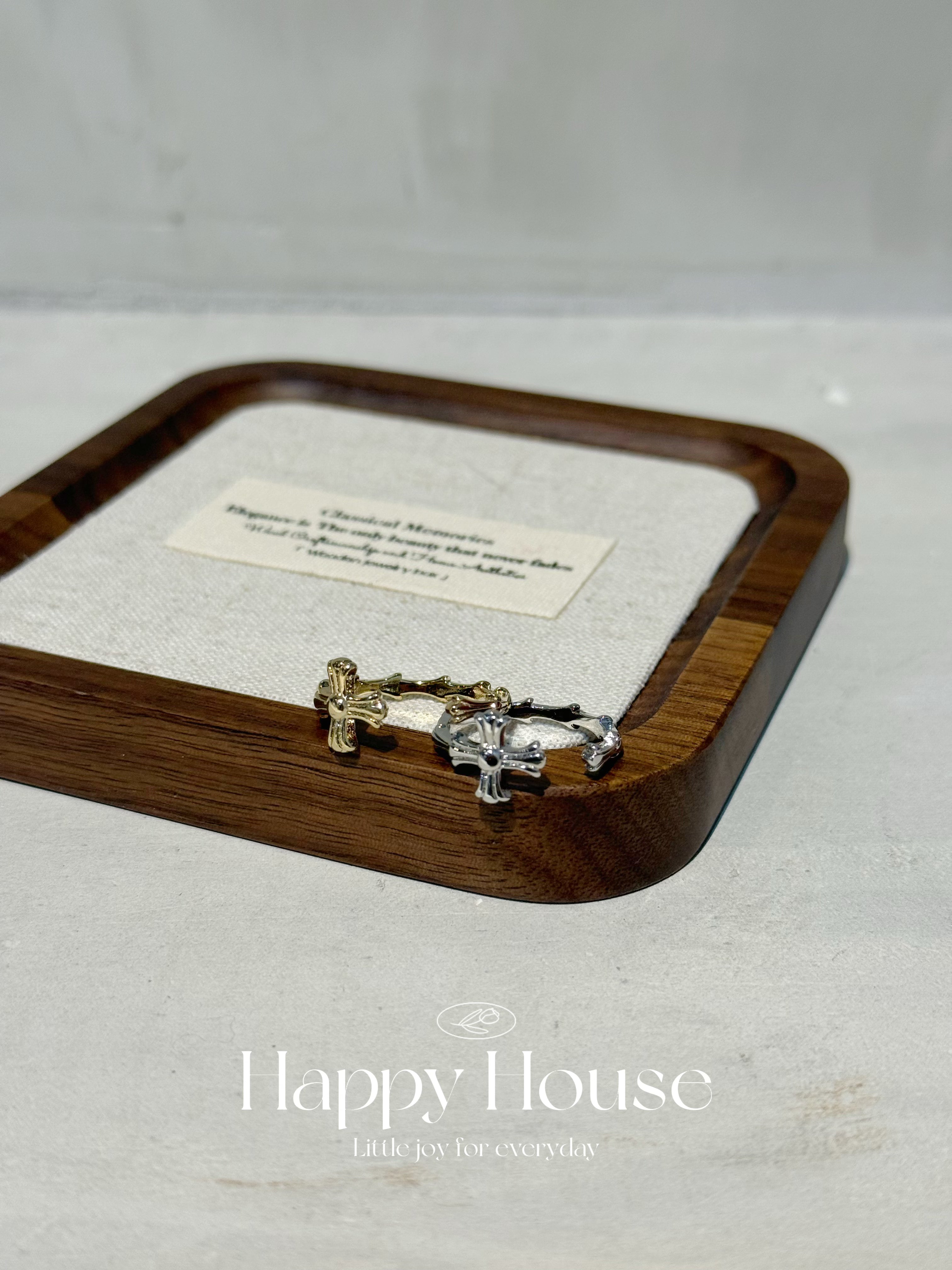 十字架閃石開口戒指