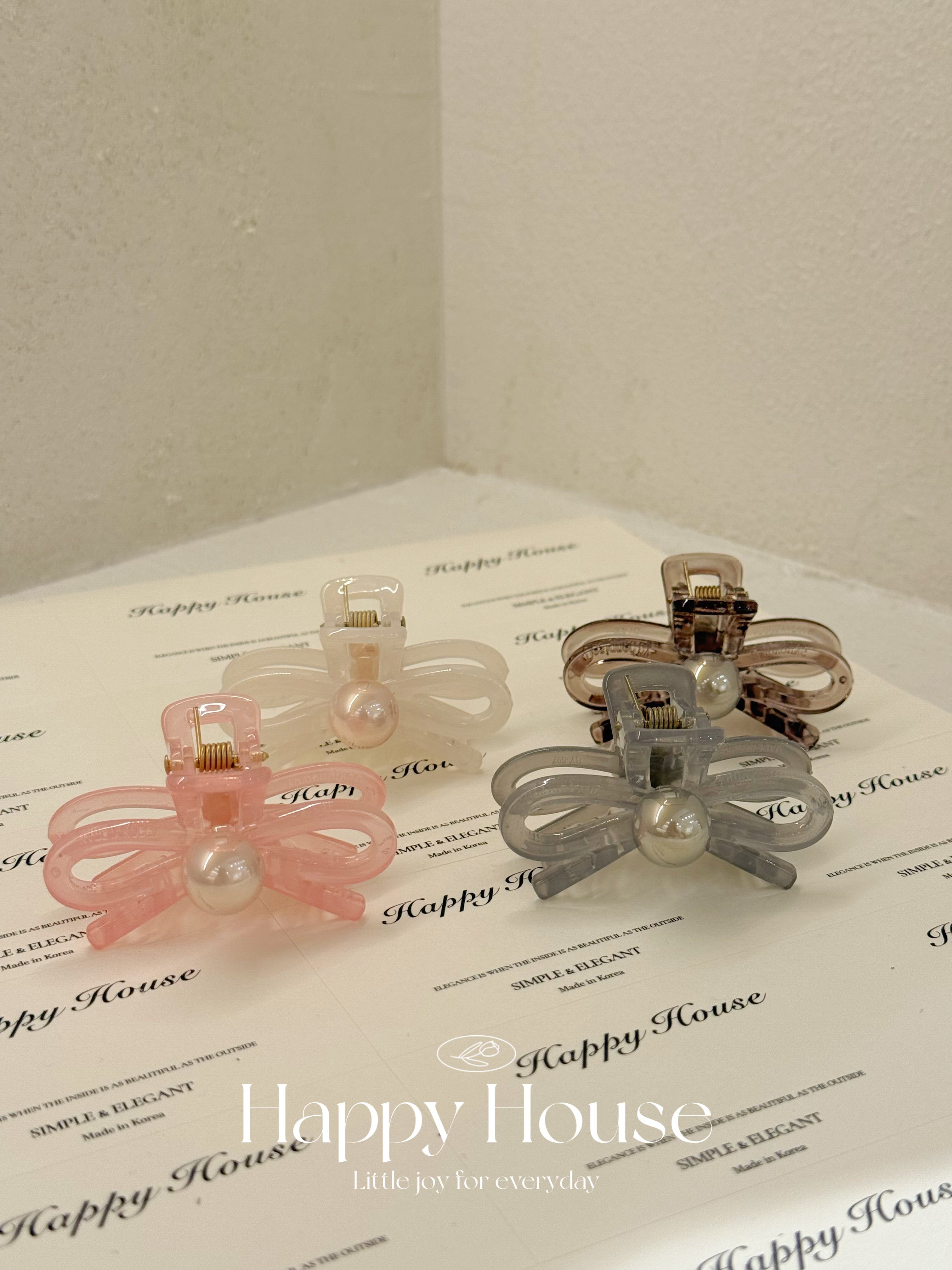 4色珍珠蝴蝶結細抓夾