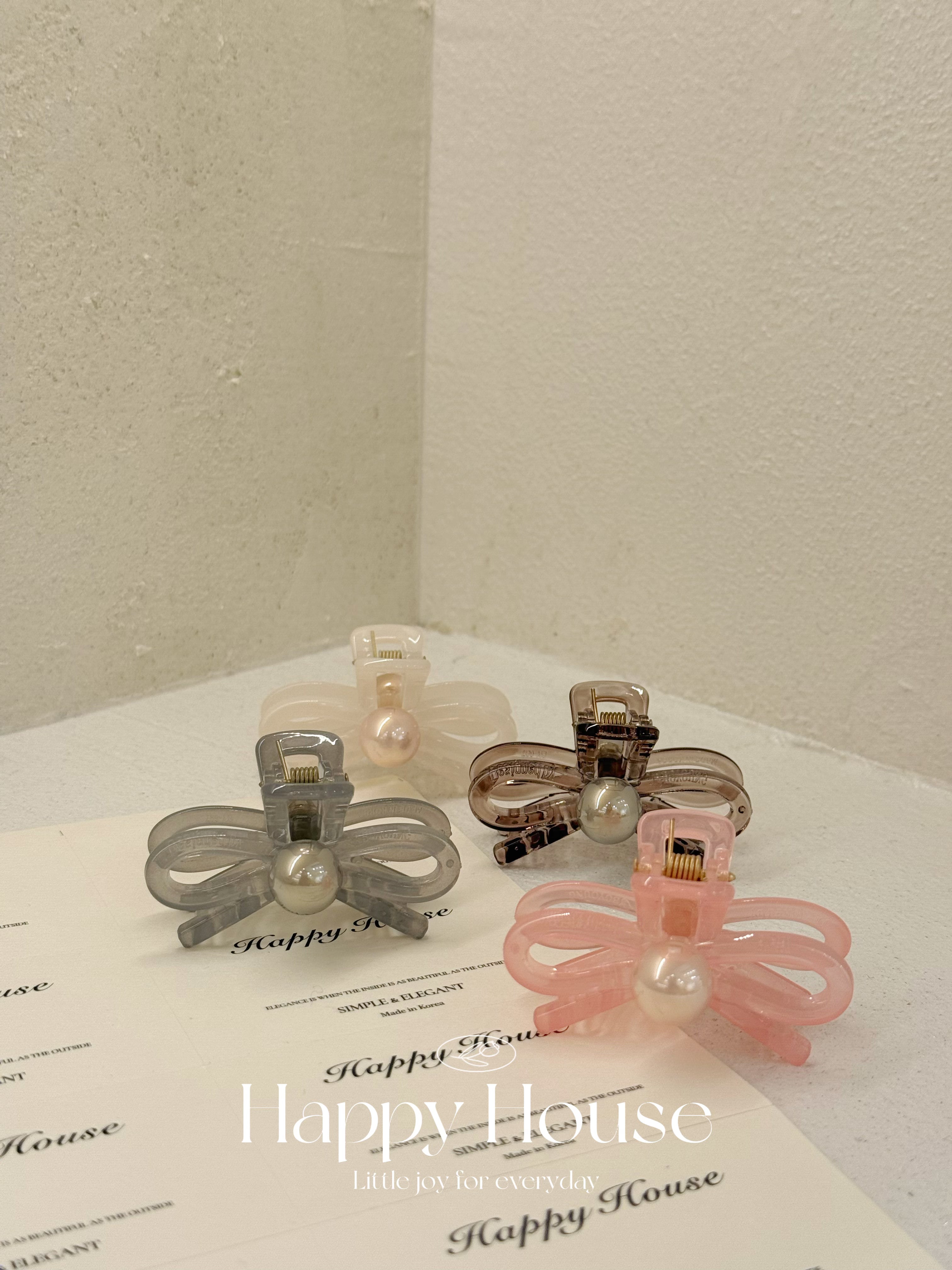 4色珍珠蝴蝶結細抓夾