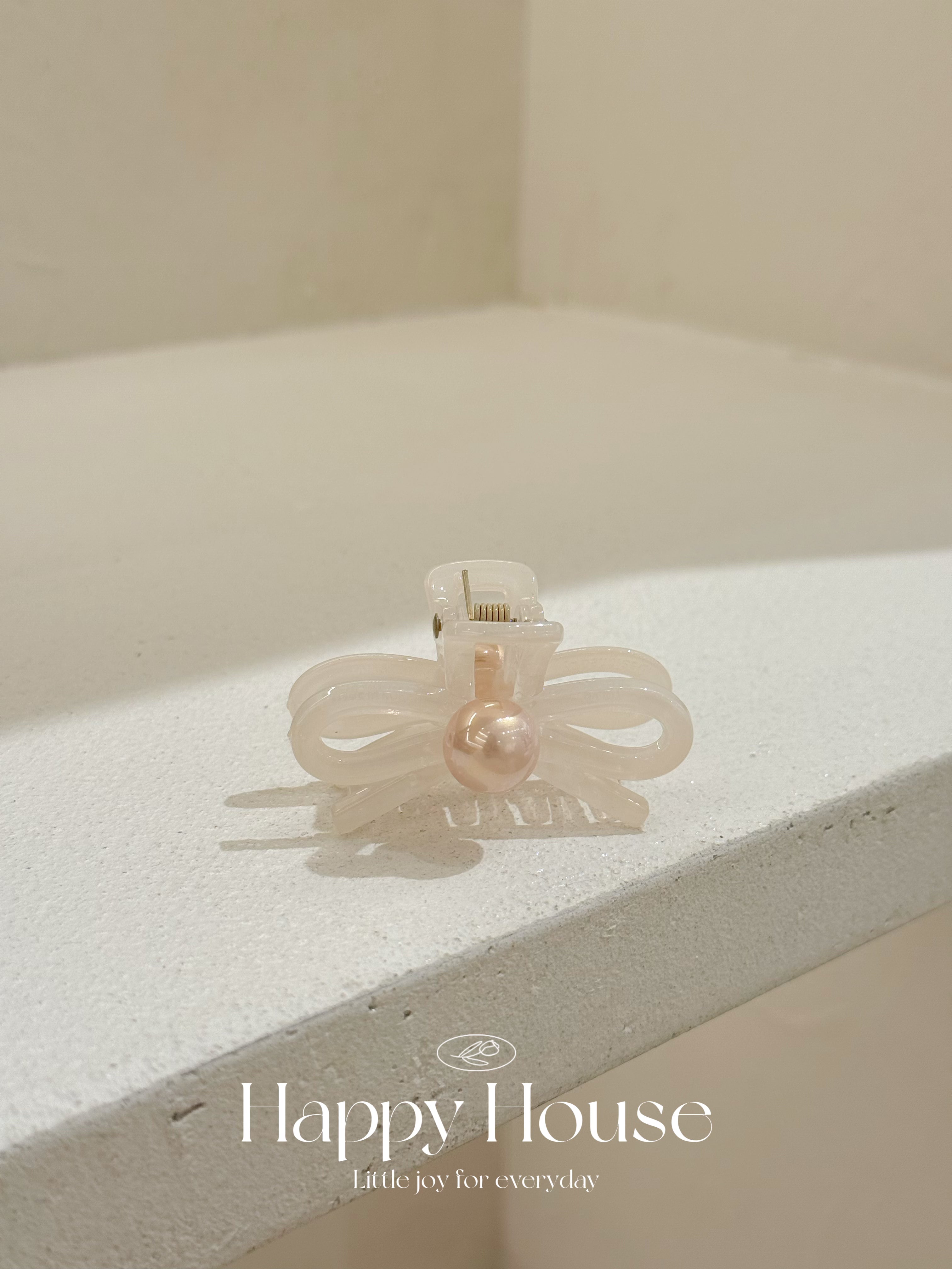 4色珍珠蝴蝶結細抓夾