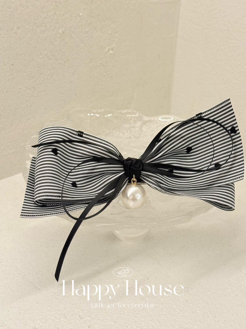 間條心型點點彈弓夾